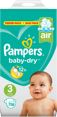Pampers - Baby-Dry Midi - Maxi Pack mit 116 Windeln - Größe 3 